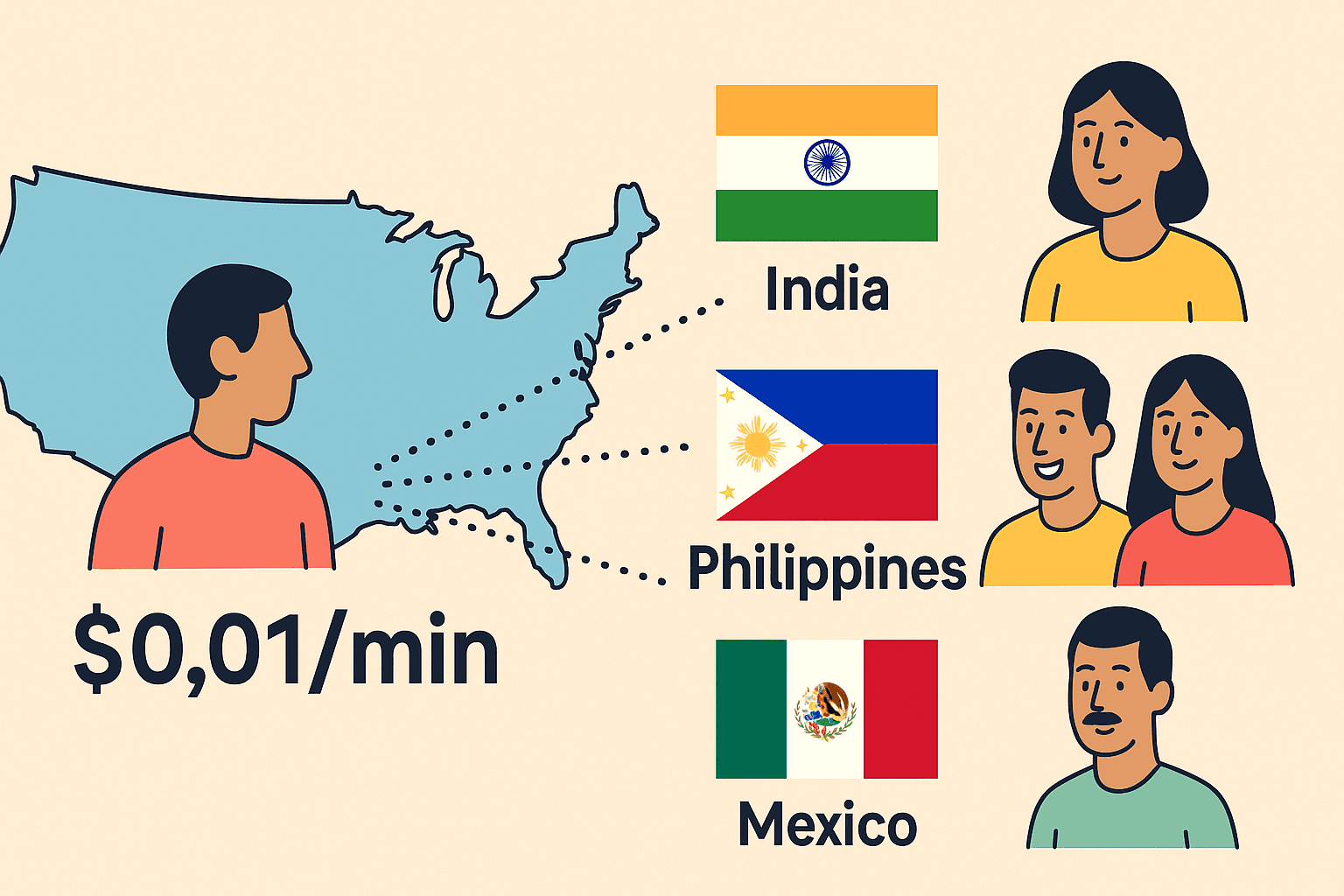 Cheapest Way to Call India, Philippines & Mexico from the USA in 2025